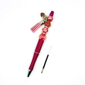 Pink Beaded Pen with Charms